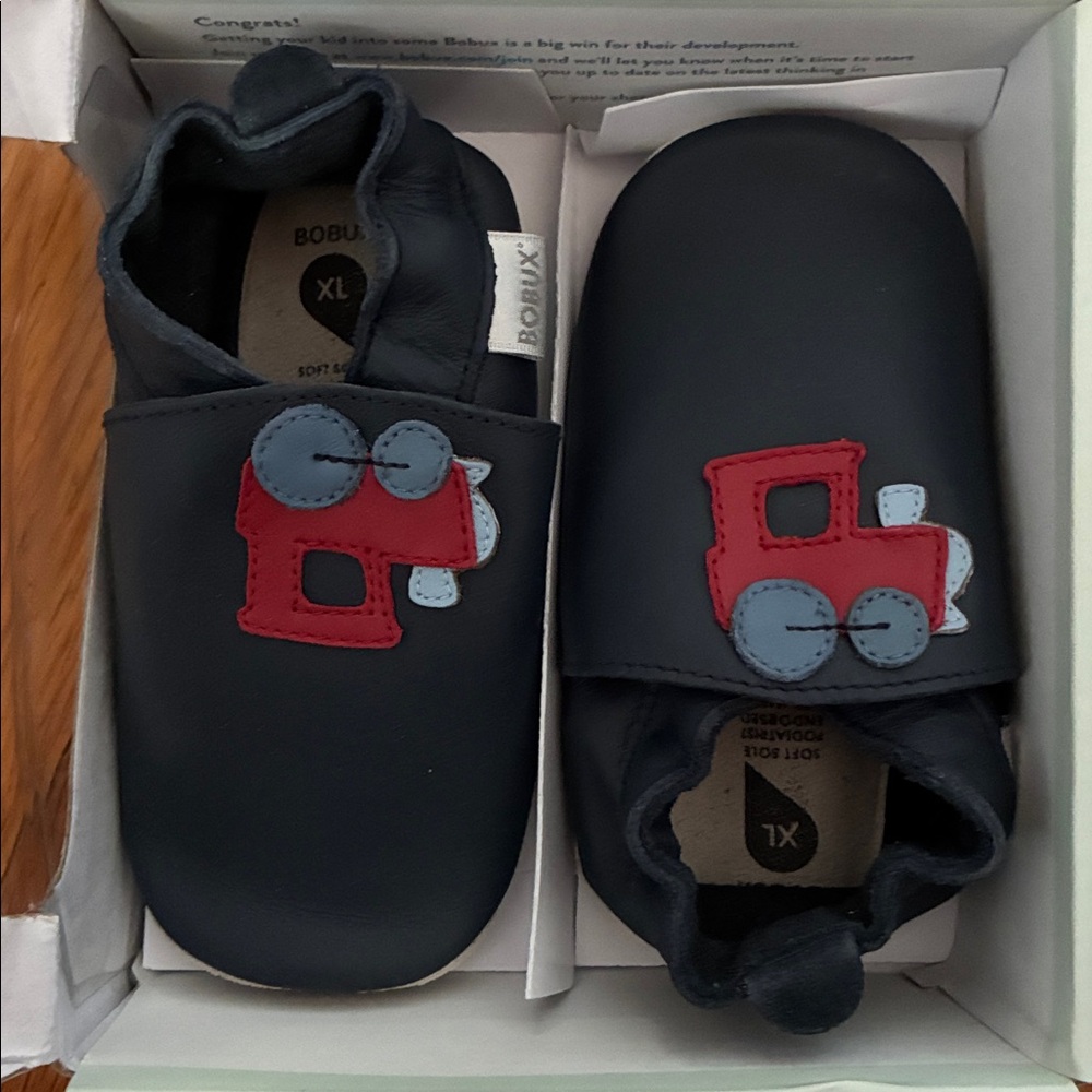 Bobux Soft Sole baby toddler Shoes with Red Train Design
